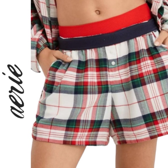 AERIE➕Flannel Skater Pajama Boxer NWT - Picture 1 of 8